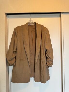 Dictionary Relaxed Tan Open-Front Blazer Jacket for Women